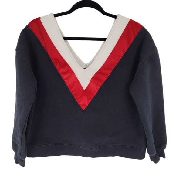 Kendall + kylie chevron double V black red white sweatshirt long sleeve Large - Picture 1 of 12